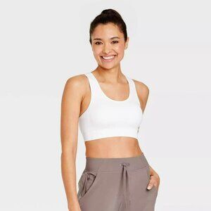 Seamless Medium Support Racerback Sports Bra White L